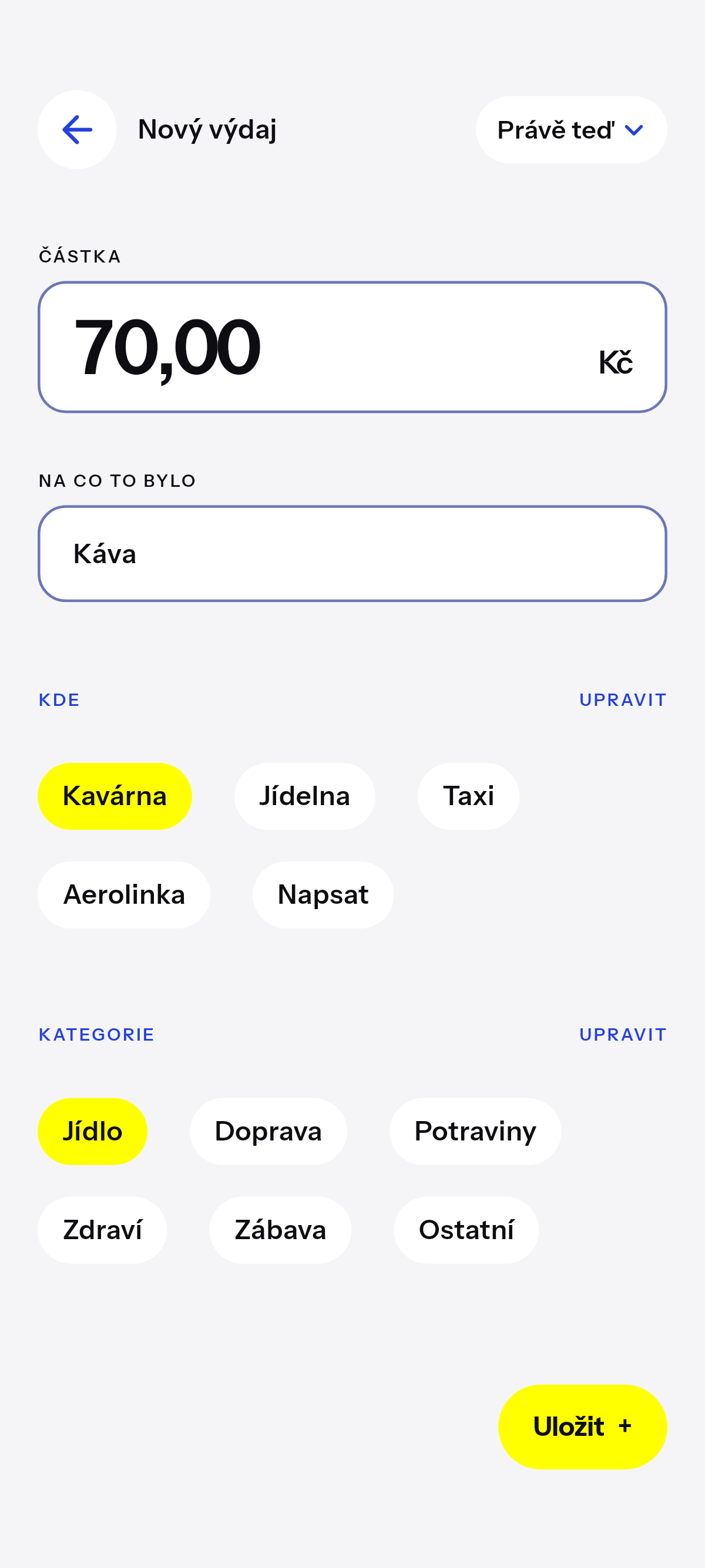 Kafe, oběd, jízda.