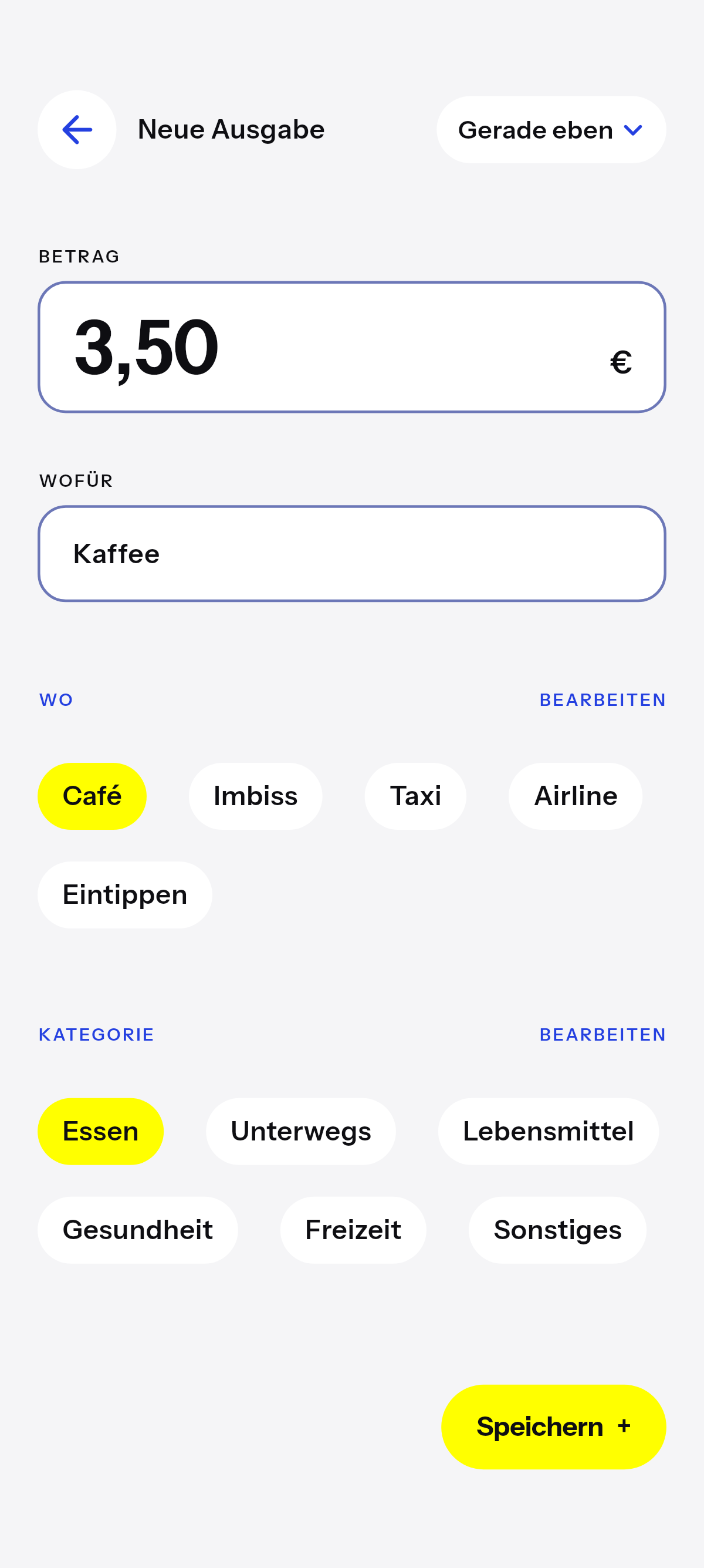 Kaffee, Mittagessen, eine Fahrt.
