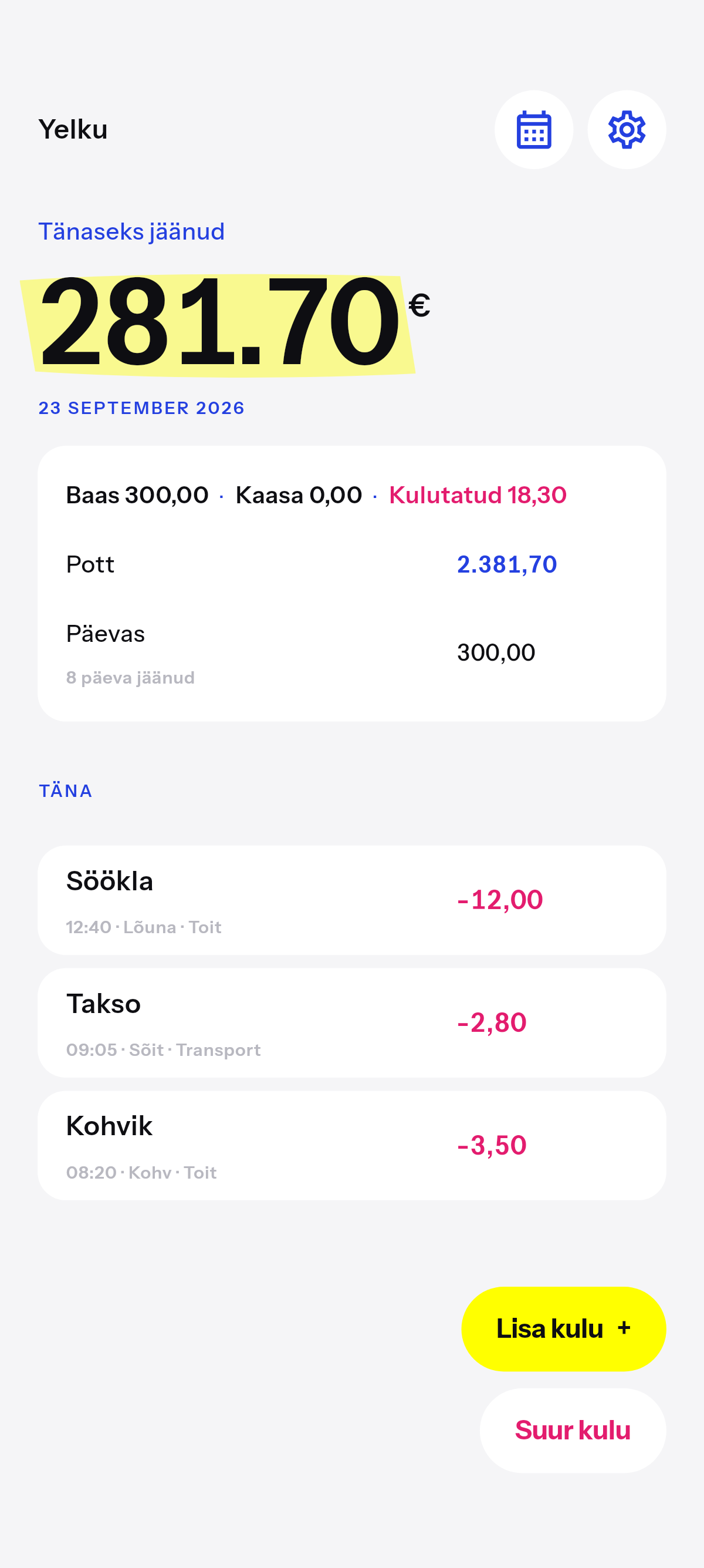 Tänaseks jäänud