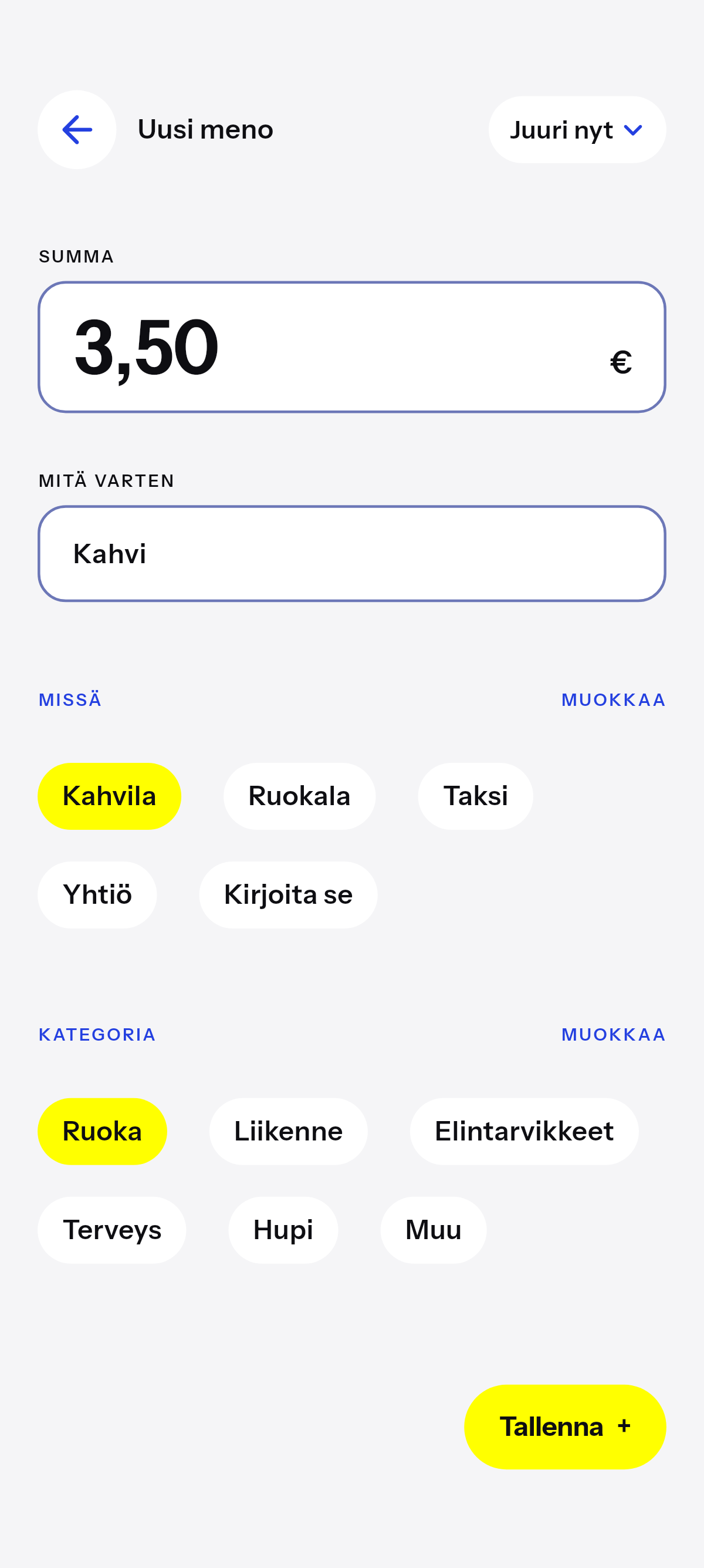 Kahvi, lounas, kyyti.