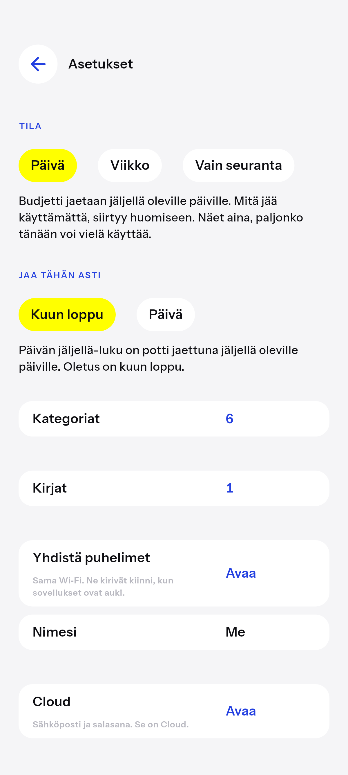 Päivä, viikko, tai vain seuranta.