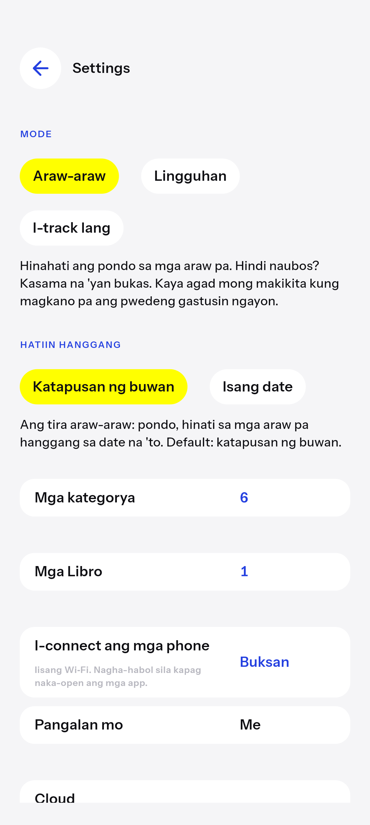 Araw-araw, lingguhan, o i-track lang.