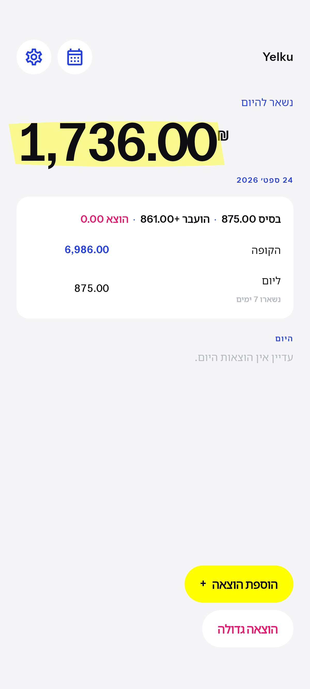 מה שנשאר עובר למחר. מינוס נסגר בלילה.