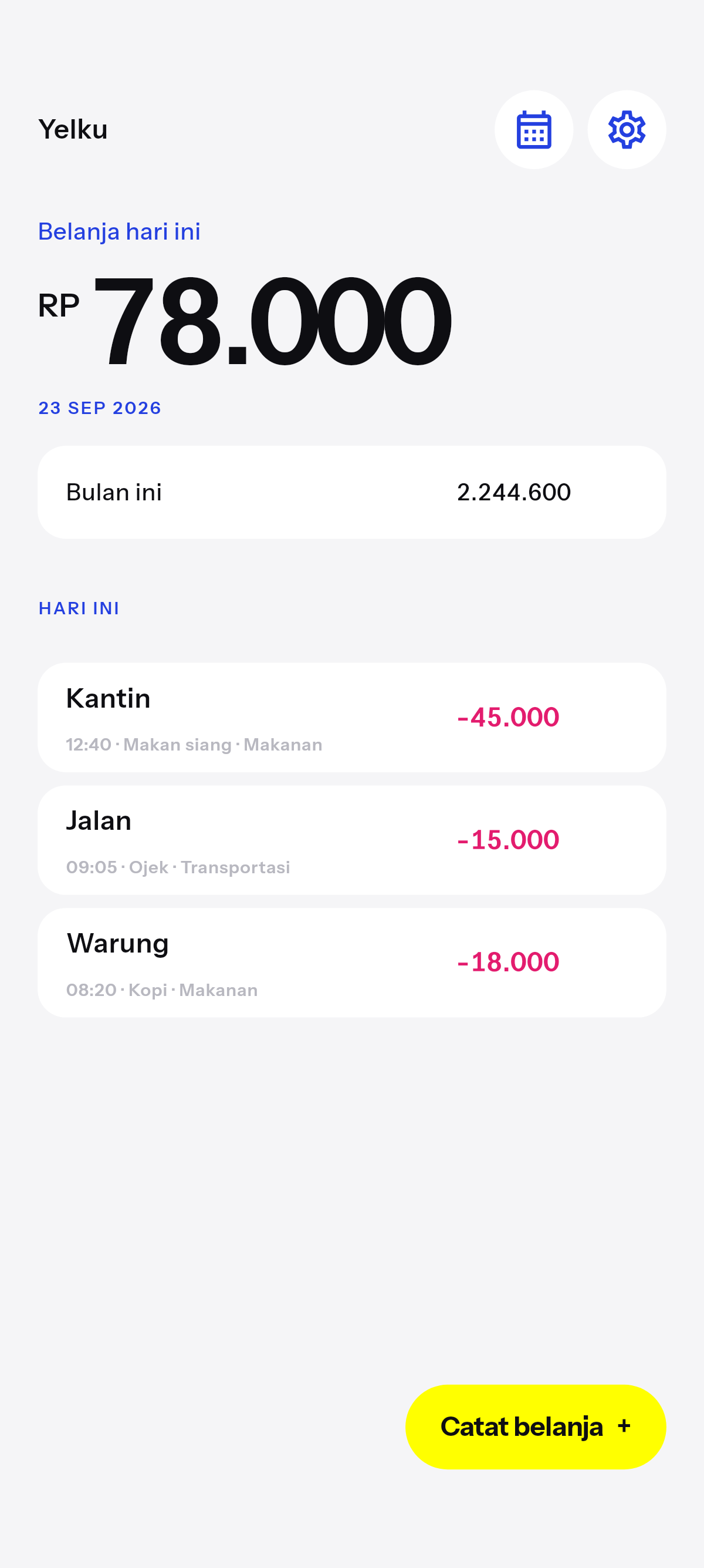 Catat saja. Belanja hari ini, tanpa sisa.