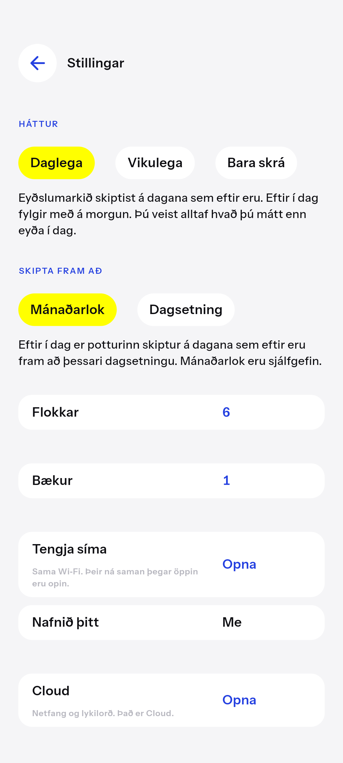 Daglega, vikulega, eða bara skrá.
