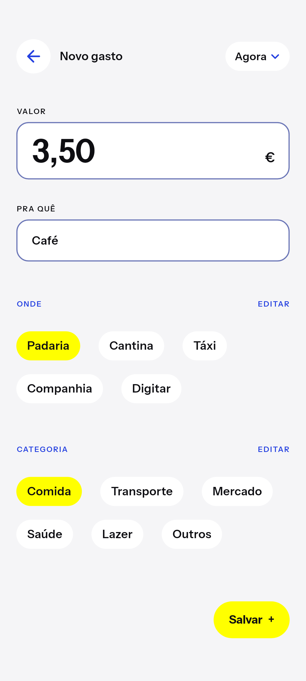 Café, almoço, uma corrida.
