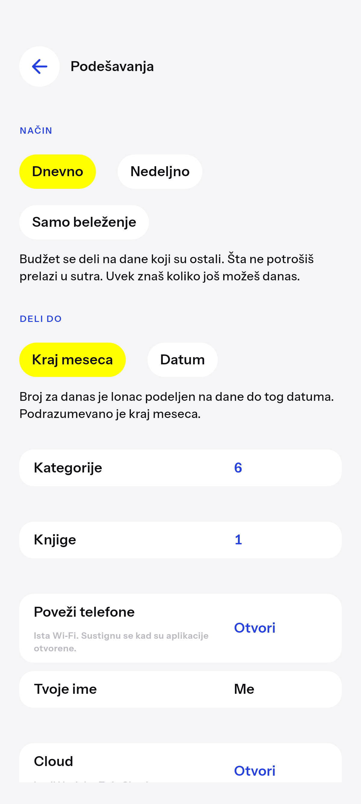 Dnevno, nedeljno ili samo beleženje.