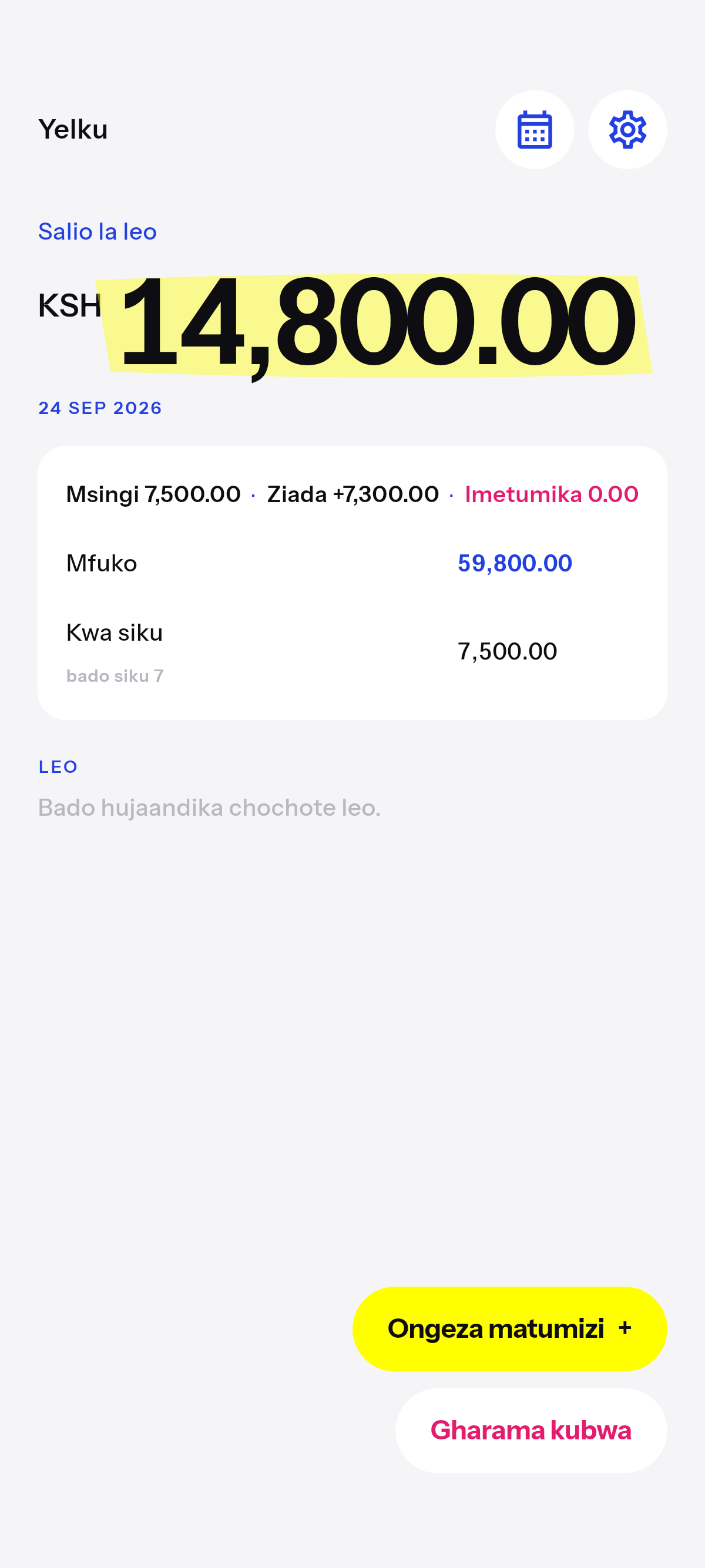 Kilichobaki kinaenda kesho. Upungufu unafungwa usiku.