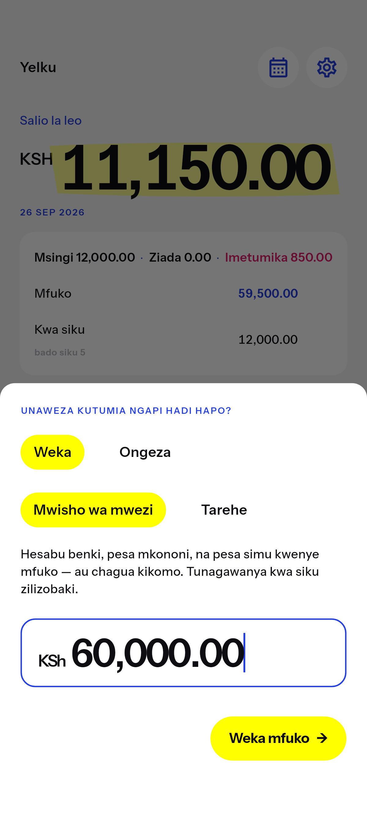 Unachoweza kutumia hadi tarehe unayochagua.