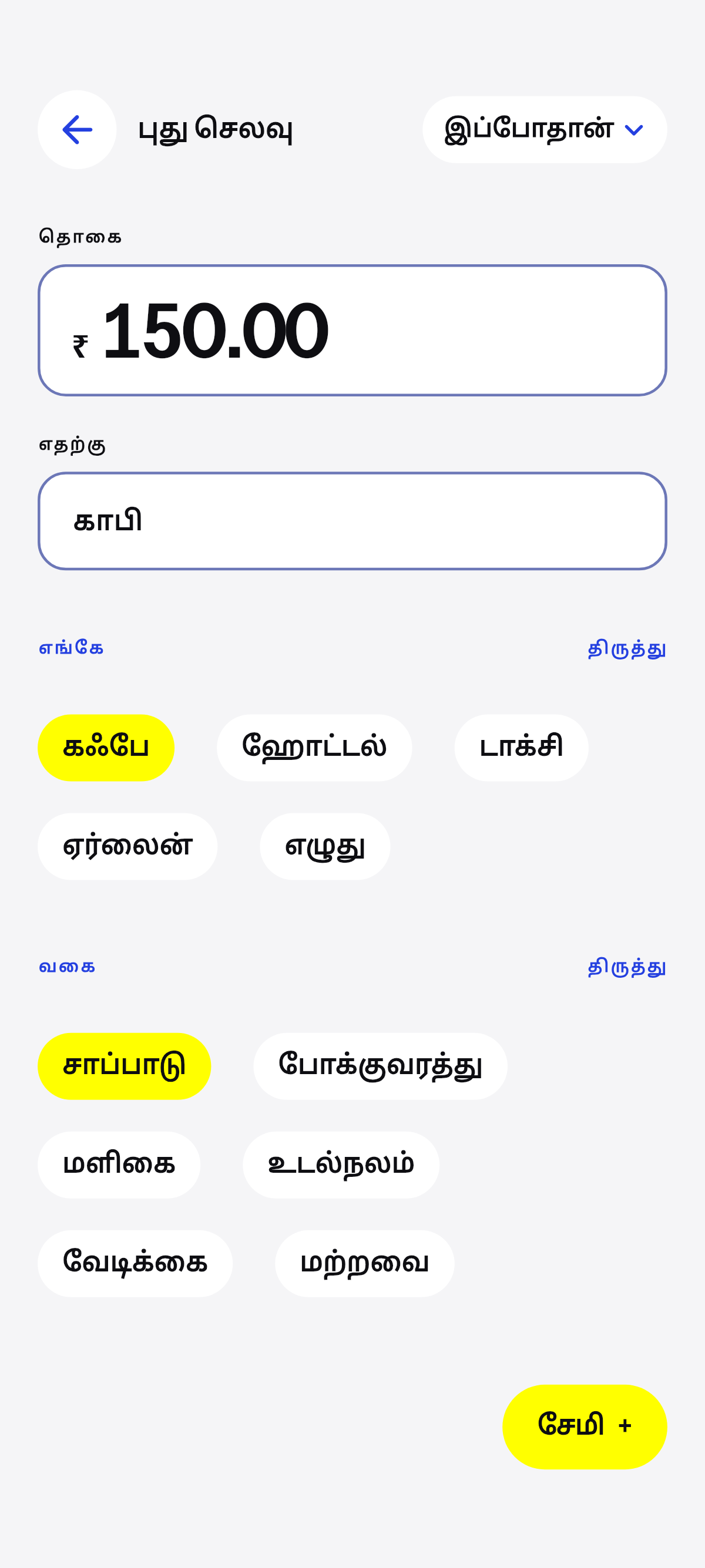 காபி, மதிய உணவு, பயணம்.