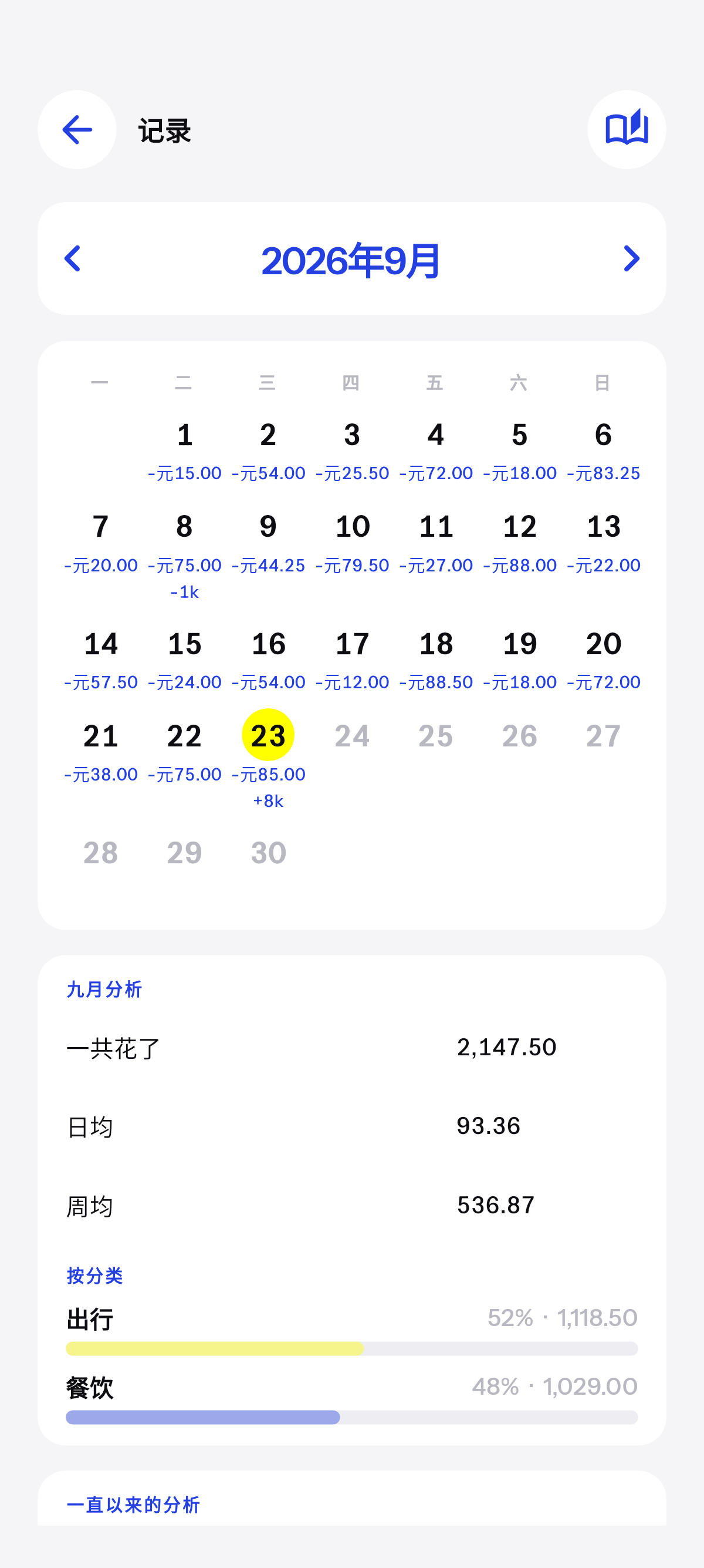 记过的每一天，一本日历。